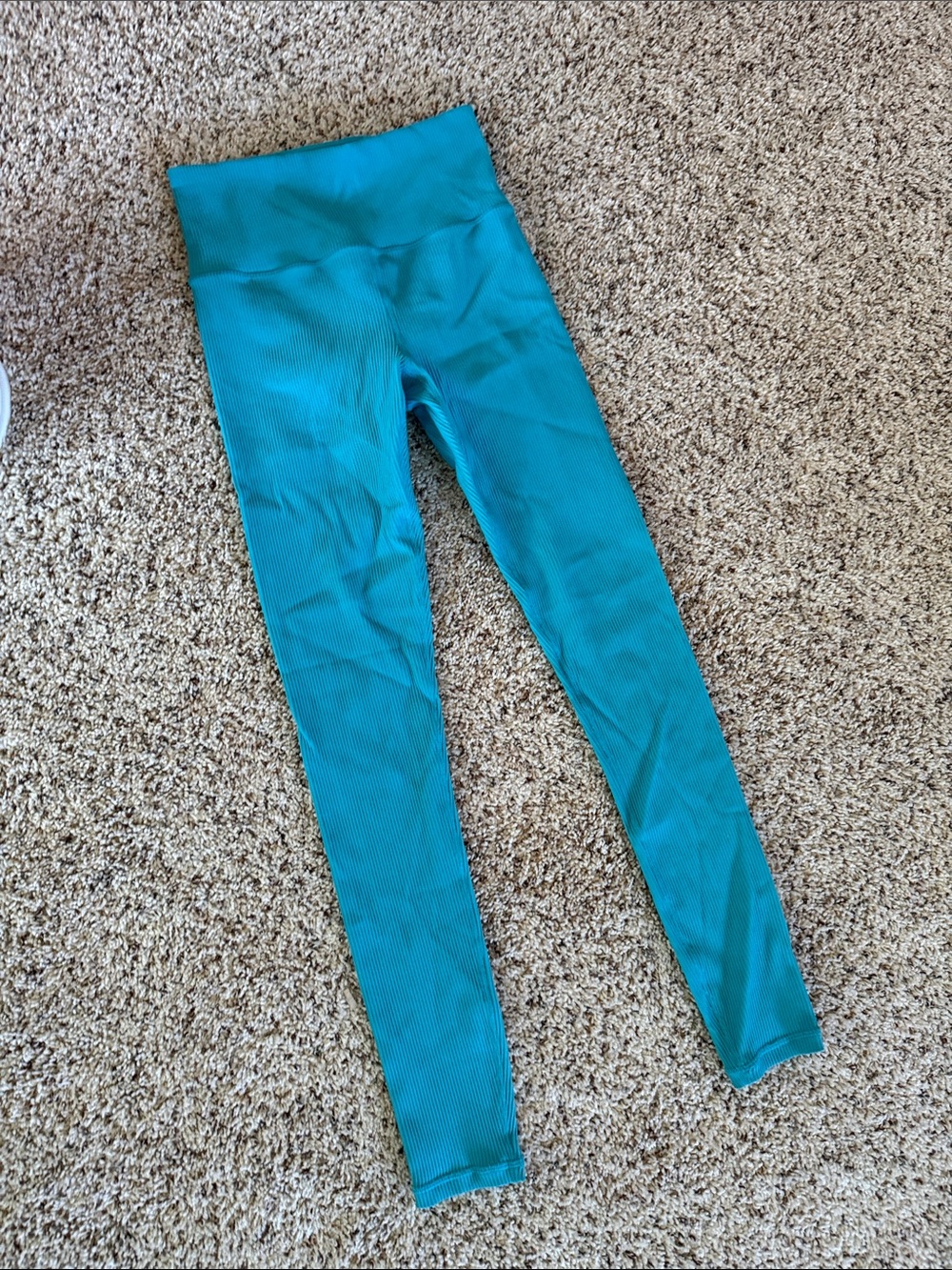 Athleta Turquoise Ribbed High-Waist Leggings